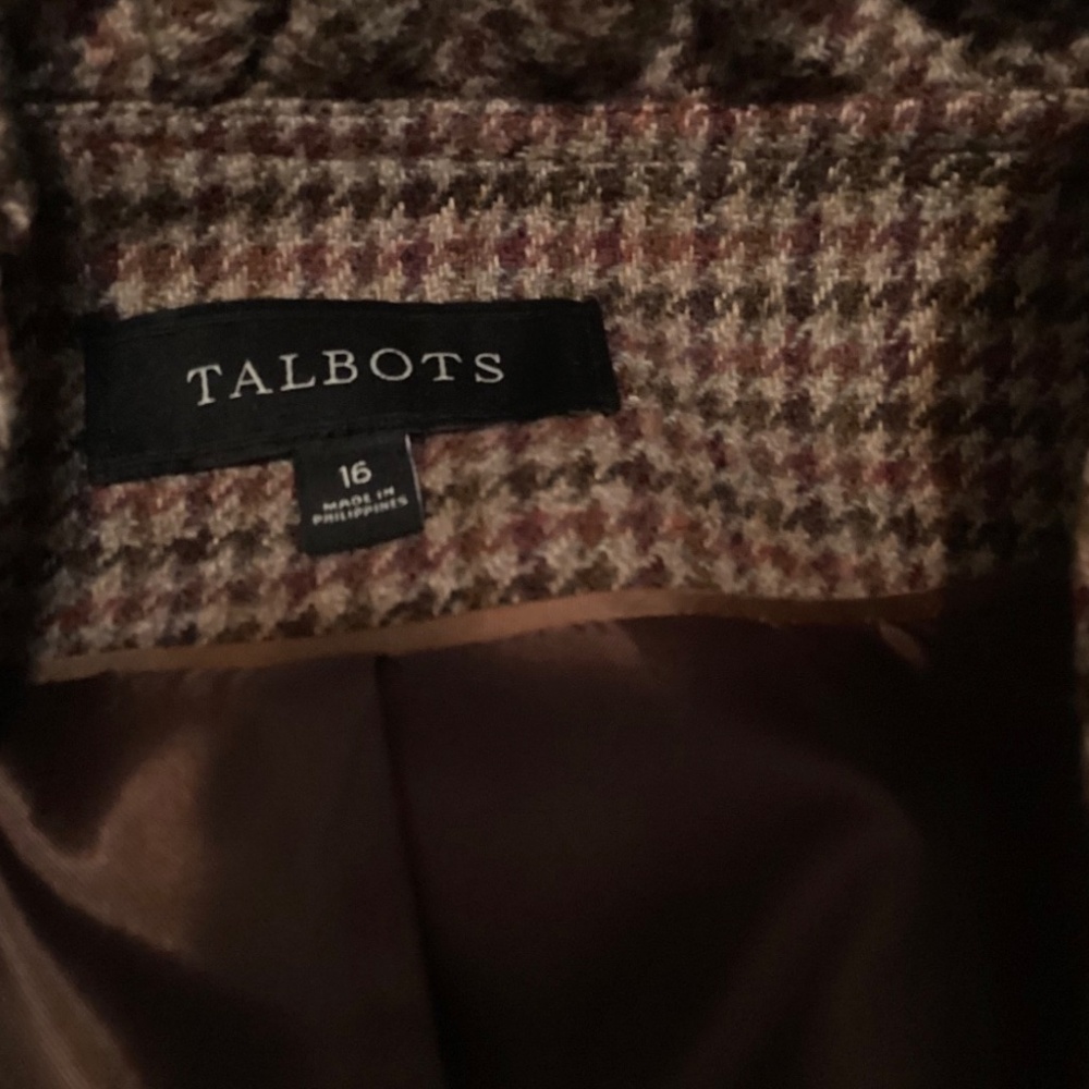 Talbots Autumn Checks Women’s Ruffle Collar Button Front Blazer in 16 - Picture 7 of 7